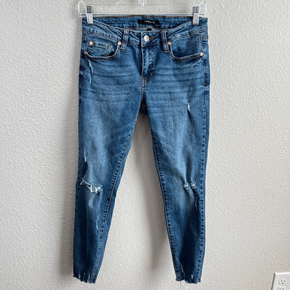 Numero Skinny Leg Jeans Women's 29 Mid Rise Distressed Stretch Denim Ankle